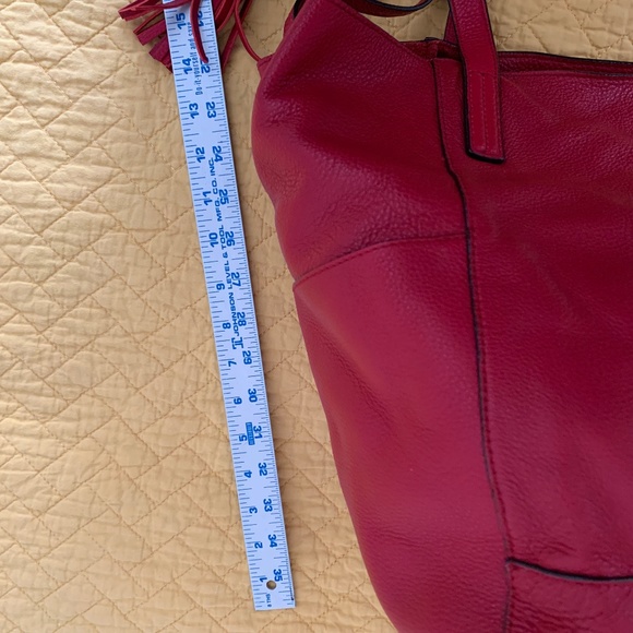 Michael Kors Large Leather Red Tote with Tassels - Picture 13 of 16